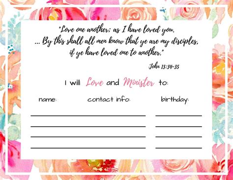 Ministering Assignment Cards Lds Relief Society Printable Etsy Artofit