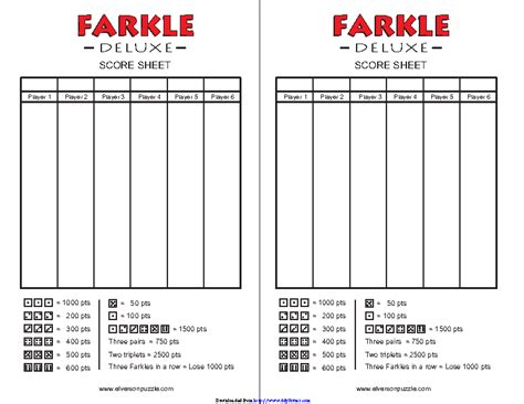 Printable Farkle Score Sheet That Are Dashing Hudson Website