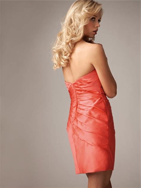 Sexy Sheathcolumn Sweetheart Minishort Coral Silk Bridesmaid Dress