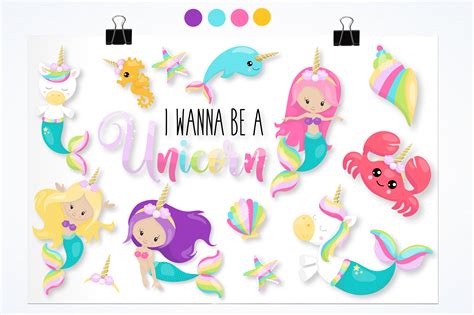 Mermaid Unicorn Graphics And Illustrations 101151 Illustrations
