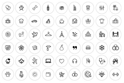 A Large Set Of Black And White Icons