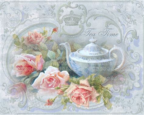 Victorian Tea Time Large Digital Download Pink Roses Buy 3 Get One Free