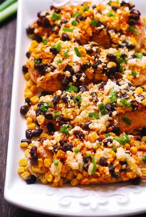 Sprinkle a little bit of the chili powder evenly across the corn. Mexican Street Corn Black Bean Chicken Bake (Julia's Album ...