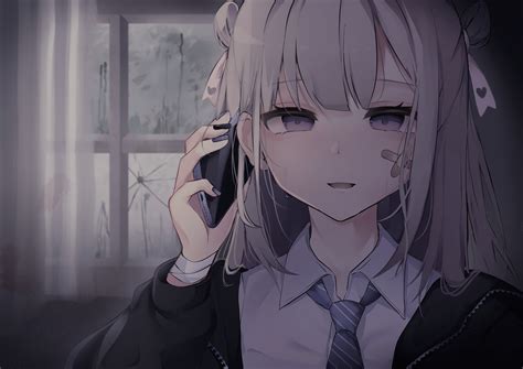 Typically any vertical wallpaper can go. Download 3541x2508 Anime Girl, Smartphone, Talking ...