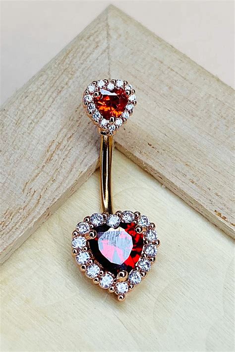 Ruby Piercing L Surgical Steel Navel Belly Button Rings Etsy