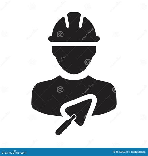 Builder Icon With Trowel Vector Male Construction Mason Contractor