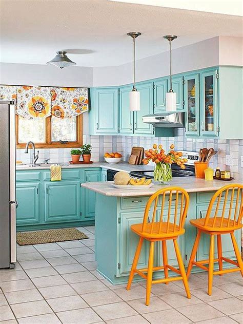 This Kitchen Is Not Afraid Of Color Try Pairing Complementary Colors