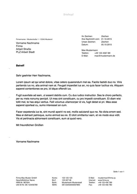 Brief zeilenabstand muster als vorlage : Pages Norm DIN 5008 Brief Vorlage | Numbersvorlagen.de