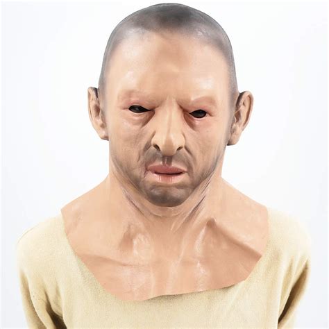 Buy Realistic Bald Head Man Mask Latex Masks Human Face Halloween Rubber Masquerade Full Head