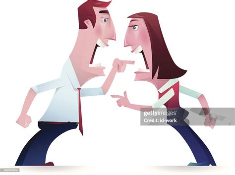 Illustration Of Couple Yelling And Pointing At Each Other