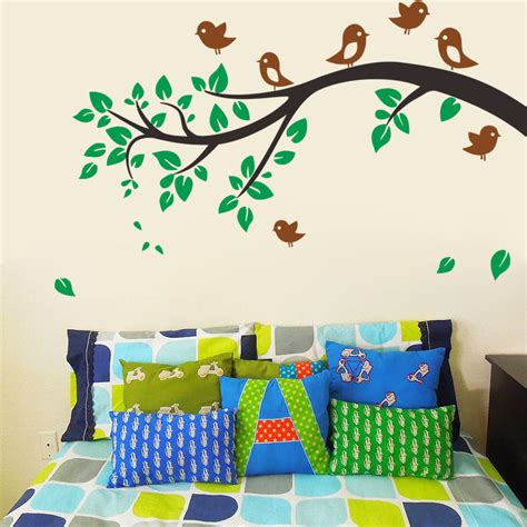 C200 Removable Tree Branches Birds Vinyl Wall Decal Nursery Room Decor