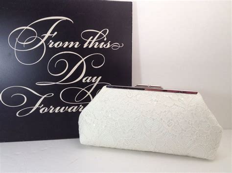 Ivory Sequin Lace Clutch Purse With Silver Tone Frame Bridal Etsy