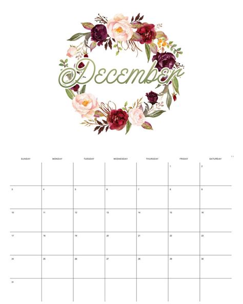 Free Printable 2023 Floral Wreath Calendar The Cottage Market