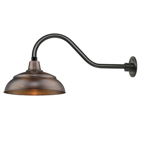 In fact, our skilled artisans create superb quality outdoor solid copper & brass sign light fixtures that are second to none! Copper Gooseneck Light Fixture with Warehouse Shade | Barn ...