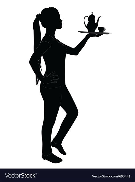 Silhouette Of Waitress Royalty Free Vector Image