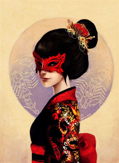 Mask Girl Kimono Character Portraits Character Art Fantasy Warrior