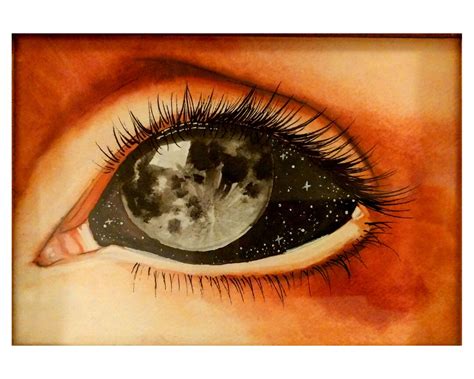 Moon Eye Watercolor Painting Art Download Surreal Etsy