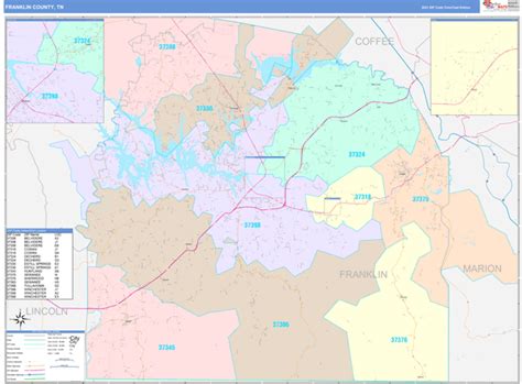 Franklin County Tn Zip Code Maps Color Cast
