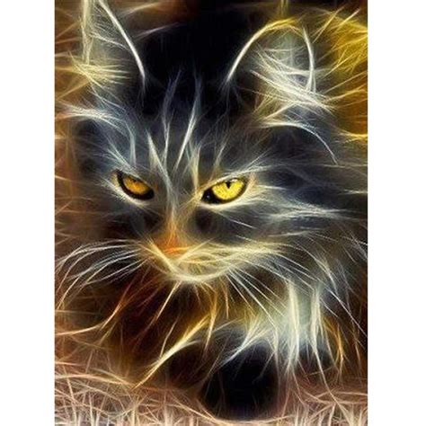 5d Diamond Painting Fluorescent Black And White Cat Paint With Diamonds