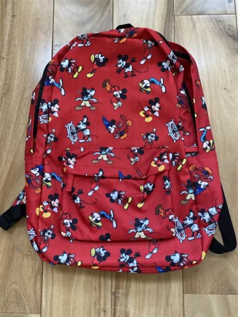 Disney Parks Mickey Mouse Through The Years Red Laptop Pocket Backpack