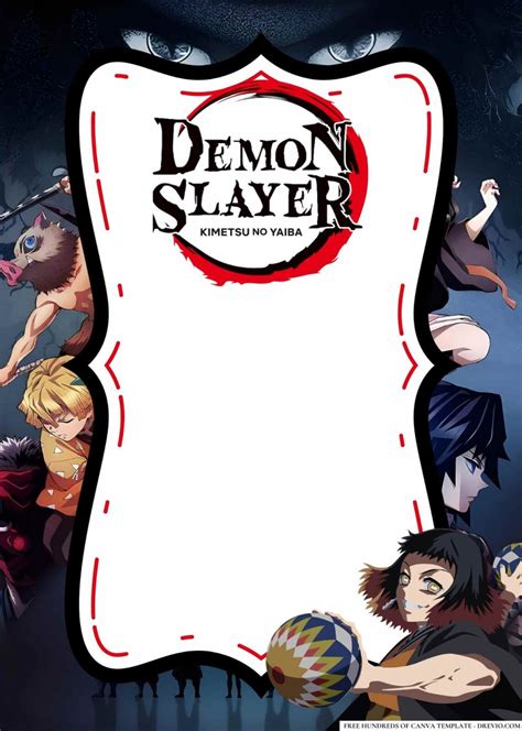 Free Demon Slayer Birthday Canva Templates 14 Download Hundreds
