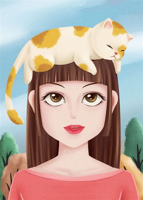 Anime Girl Cat Poster By Fateh Lahlah Displate