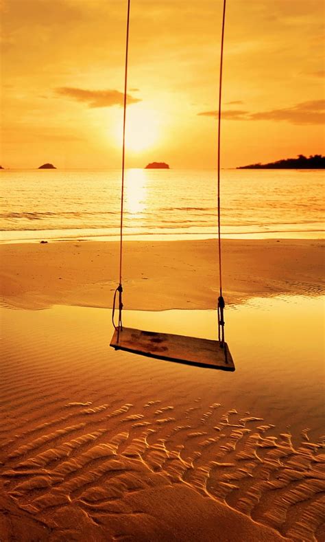 Beach Swing Beach Gold Nature Sunset Hd Phone Wallpaper Peakpx