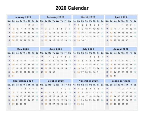 Blank 2020 12 Months Calendar Calendar Printables Calendar With Week