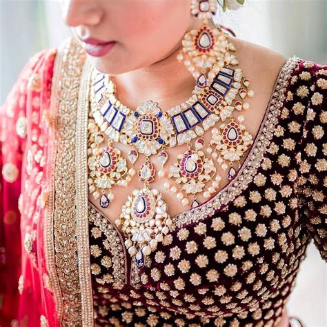 Ruby Studded Jewelry With Stunning Wine Color Velvet Lehenga Bridal