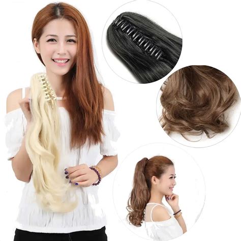 S Noilite 24 Wavy Ponytail Hair Extensions Claw Ponytails Long Curly