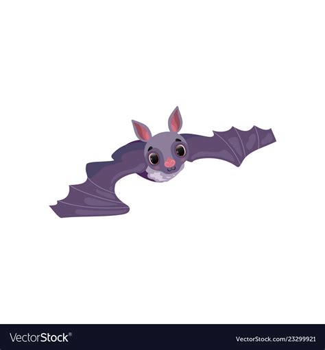 Cute Purple Bat Flying Funny Creature Cartoon Vector Image