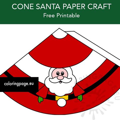Cone Santa Paper Craft Coloring Page