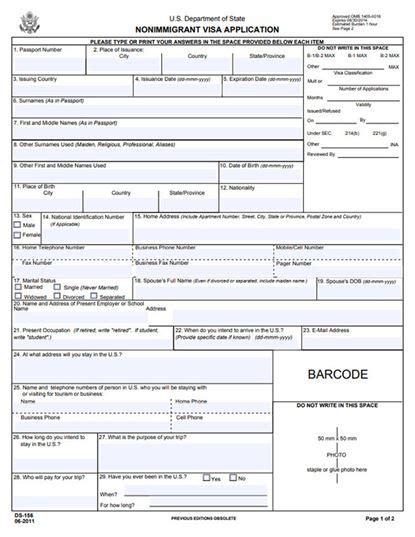 Non Immigrant Us Visa Ds 160 Application Form 2022