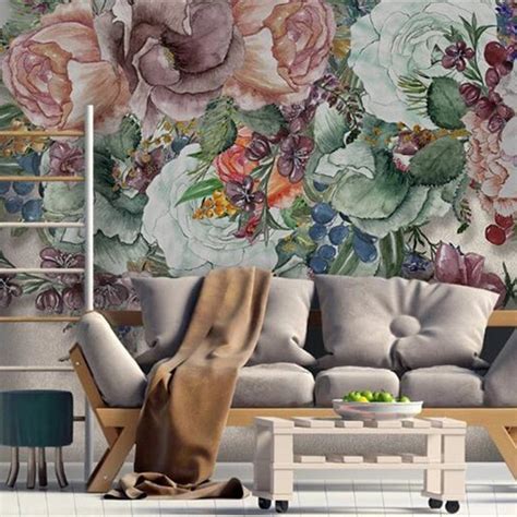 Custom Wallpaper Mural Retro Nostalgic Floral Wallcovering Bvm Home