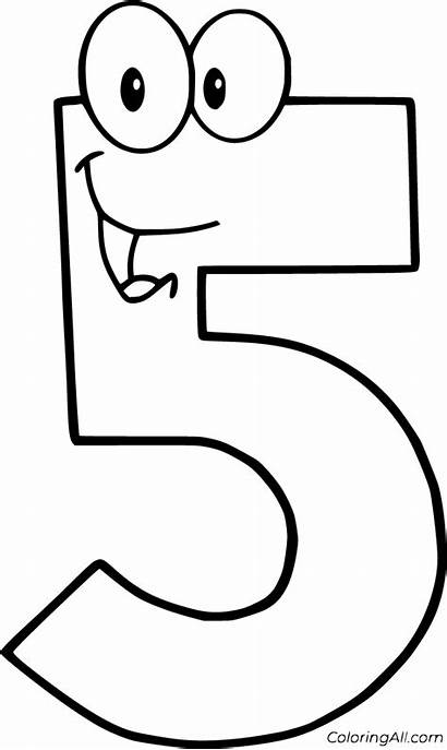 Number Coloring Numero Clipart Five Numbers Printable