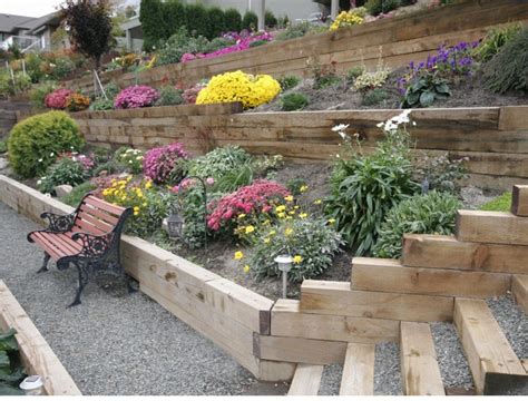 How To Stack Landscaping Timbers Sloped Backyard Landscaping Sloped