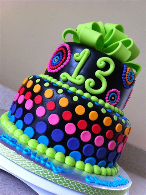 Neon Birthday Cakes 13th Birthday Girl Neon And Neon Blue Purple Pink Orange And Neon Birthday