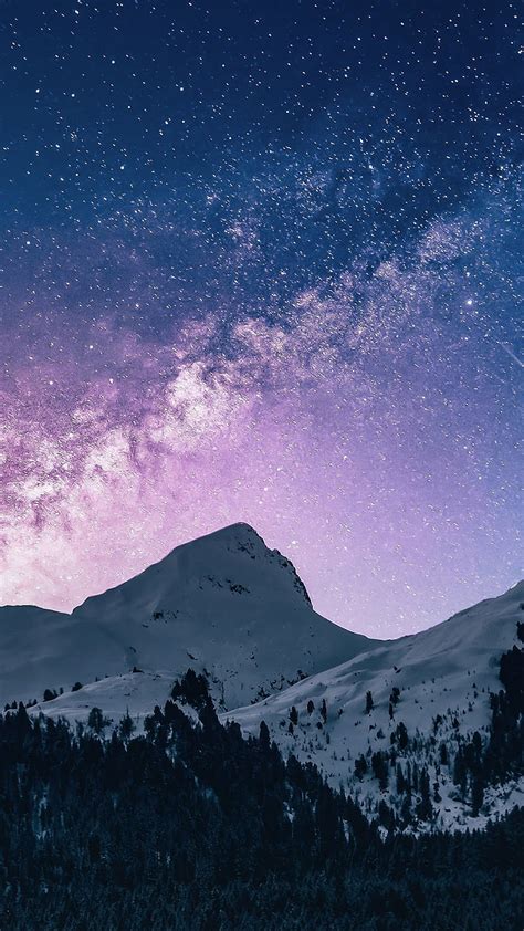 Night Sky Stars Comet Mountains Phone Background And Winter