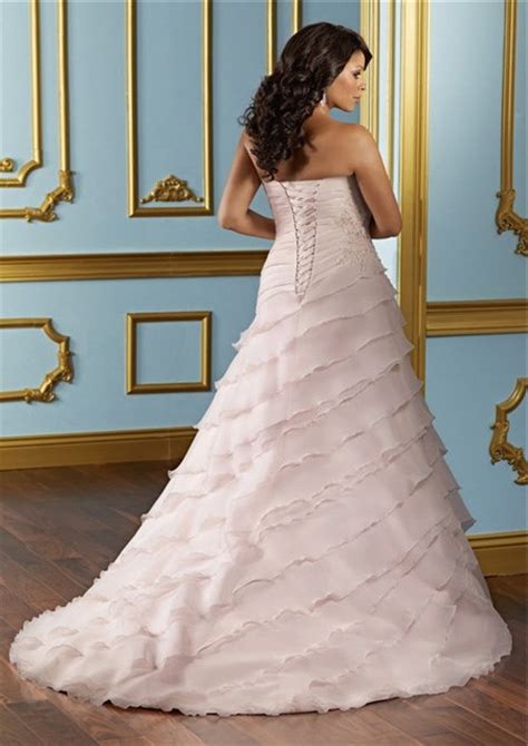 Mori lee bridal stunning ruffled plus size organza mermaid wedding dress. A Line Sweetheart Layered Blush Pink Organza Ruffle Plus ...