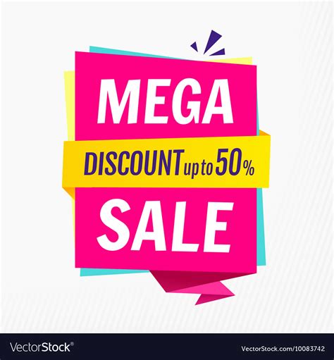 Mega Sale Banner Template Discount Up To 50 Vector Image