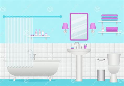 Bathroom Interior Vector Illustration Room With Bath Sink And Stock