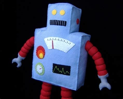 Retro Robot Plushie Diy Felt Doll Pdf Pattern Etsy