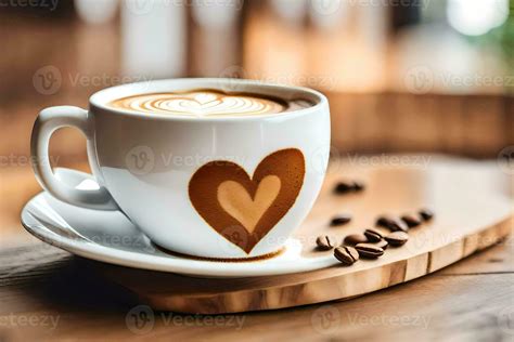 A Cup Of Coffee With Heart Shaped Foam Ai Generated Stock Photo At Vecteezy