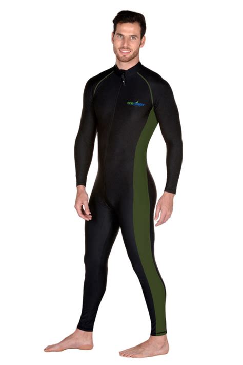 Men Surfing Swimsuit Stinger Suit Dive Skin Uv Protection With Arm Pocket Black Khaki Chlorine