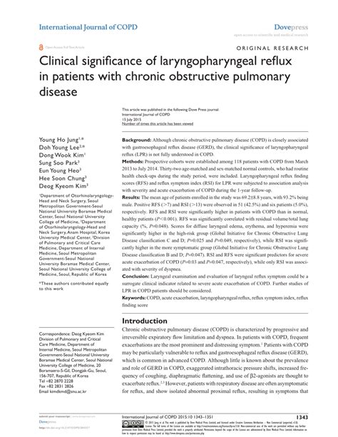 Pdf Clinical Significance Of Laryngopharyngeal Reflux In Patients