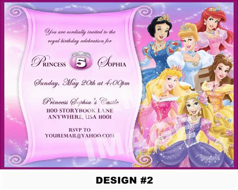 Birthday Invitation Write Up Disney Princess For Girl Birthday