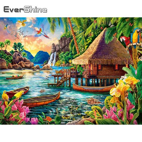 Evershine Peinture Diamant D Paysage De Bord De Mer Paysage De Jardin