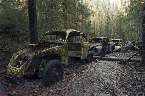 Stare Opuszczone Samochody W Lesie