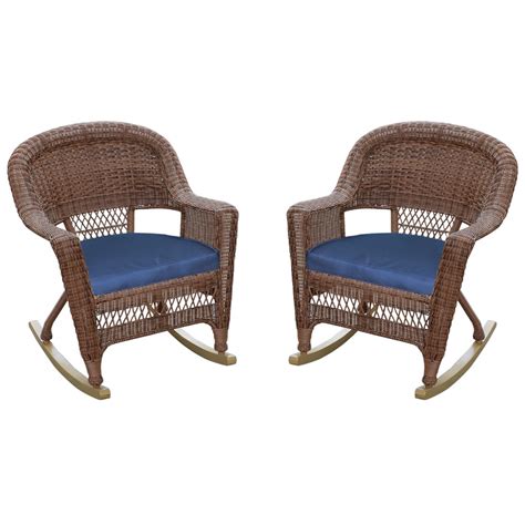 At wayfair choose from several frame and cushion color options to find the right combination for your space. Honey Rocker Wicker Chair with Midnight Blue Cushion - Set ...