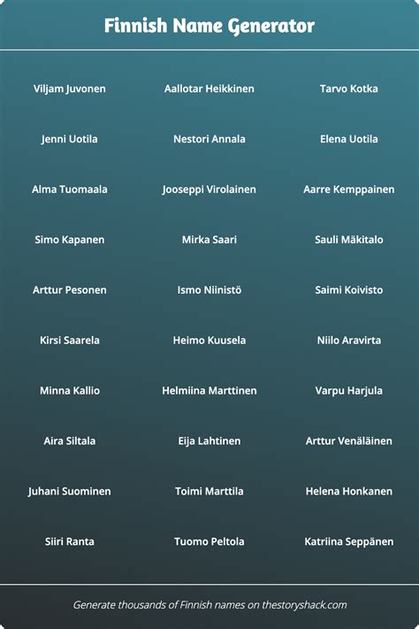 Finnish Name Generator 1000s Of Random Finnish Names